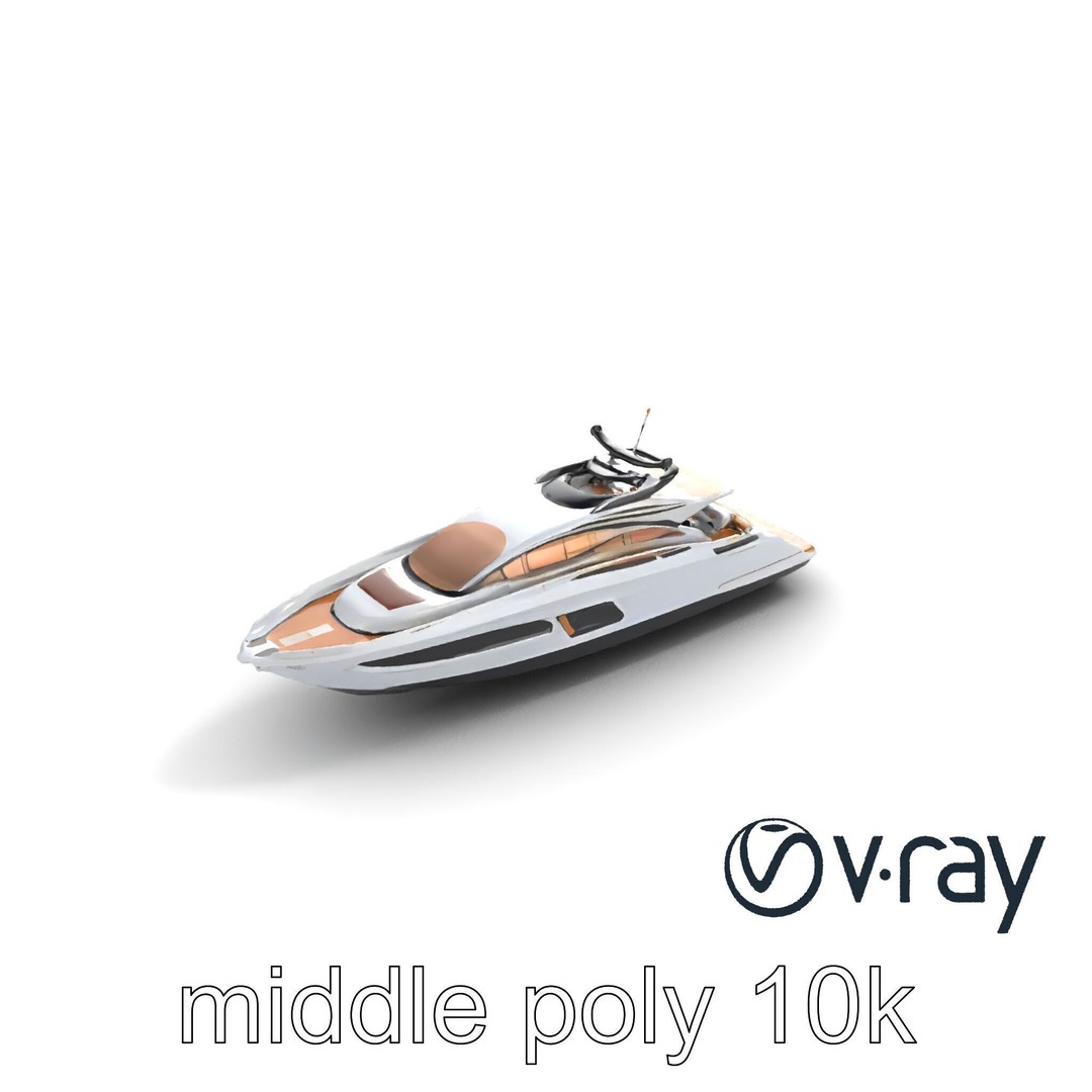 Luxury Yacht 3D Model – Aerodynamic Low-Poly Asset, FBX & More - View 10