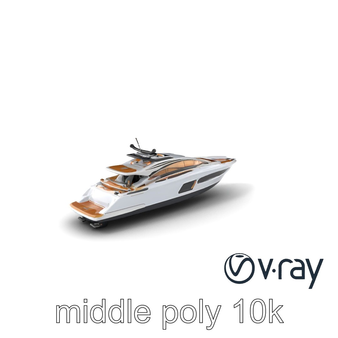 Luxury Yacht 3D Model – Aerodynamic Low-Poly Asset, FBX & More - View 4