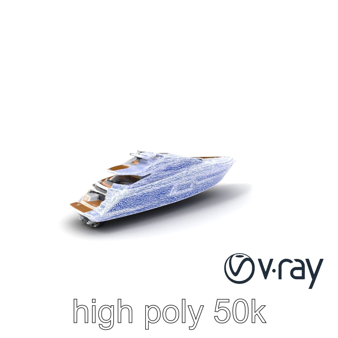 Luxury Yacht 3D Model – Aerodynamic Low-Poly Asset, FBX & More - View 9
