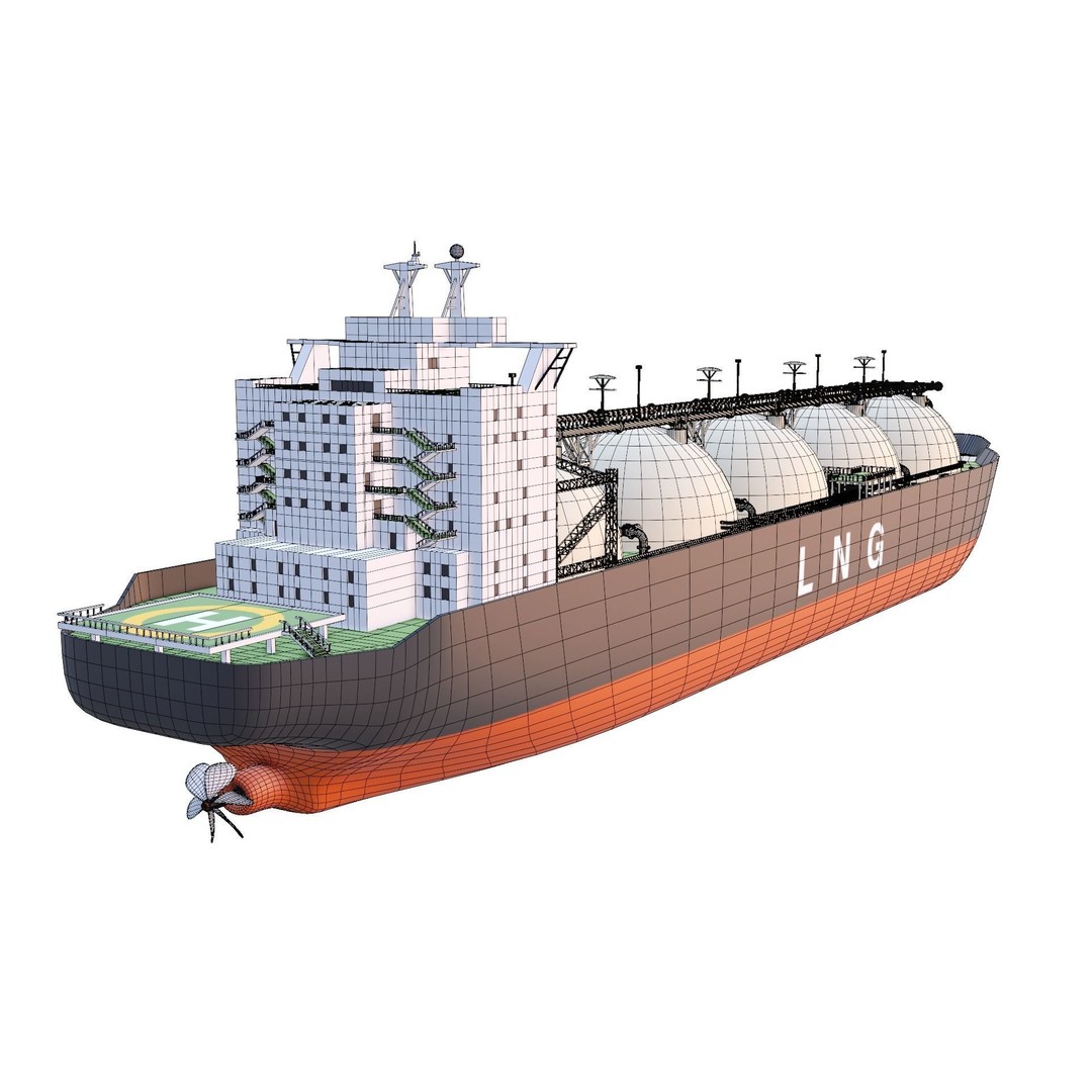 LNG Ship 3D Model – Industrial Vessel with PBR Textures, FBX - View 11