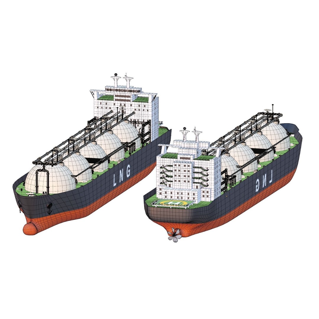 LNG Ship 3D Model – Industrial Vessel with PBR Textures, FBX - View 12