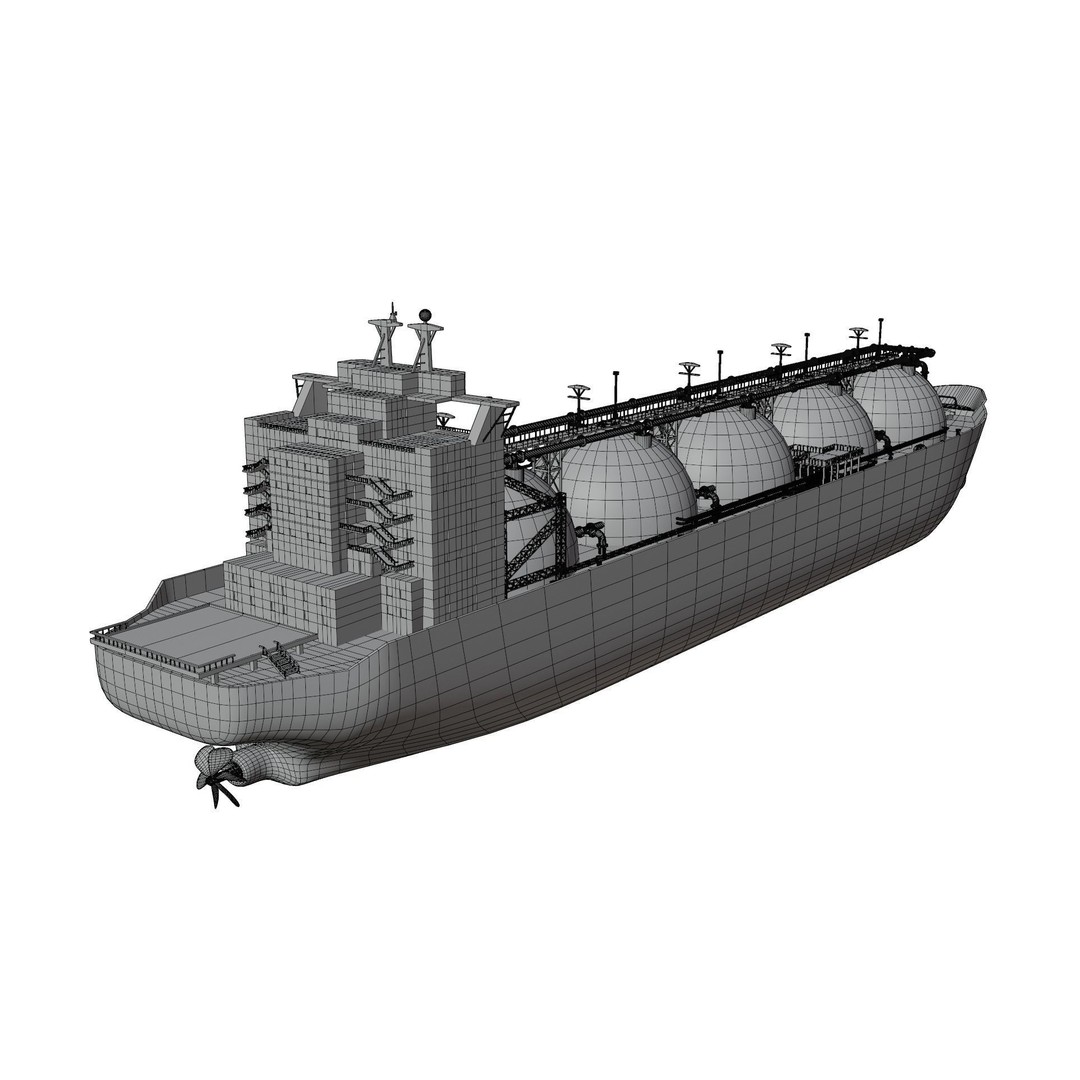 LNG Ship 3D Model – Industrial Vessel with PBR Textures, FBX - View 13