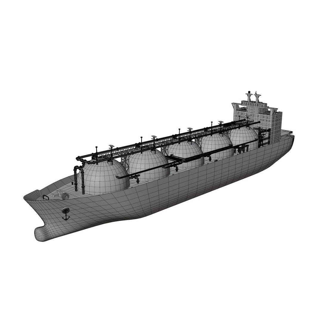 LNG Ship 3D Model – Industrial Vessel with PBR Textures, FBX - View 14