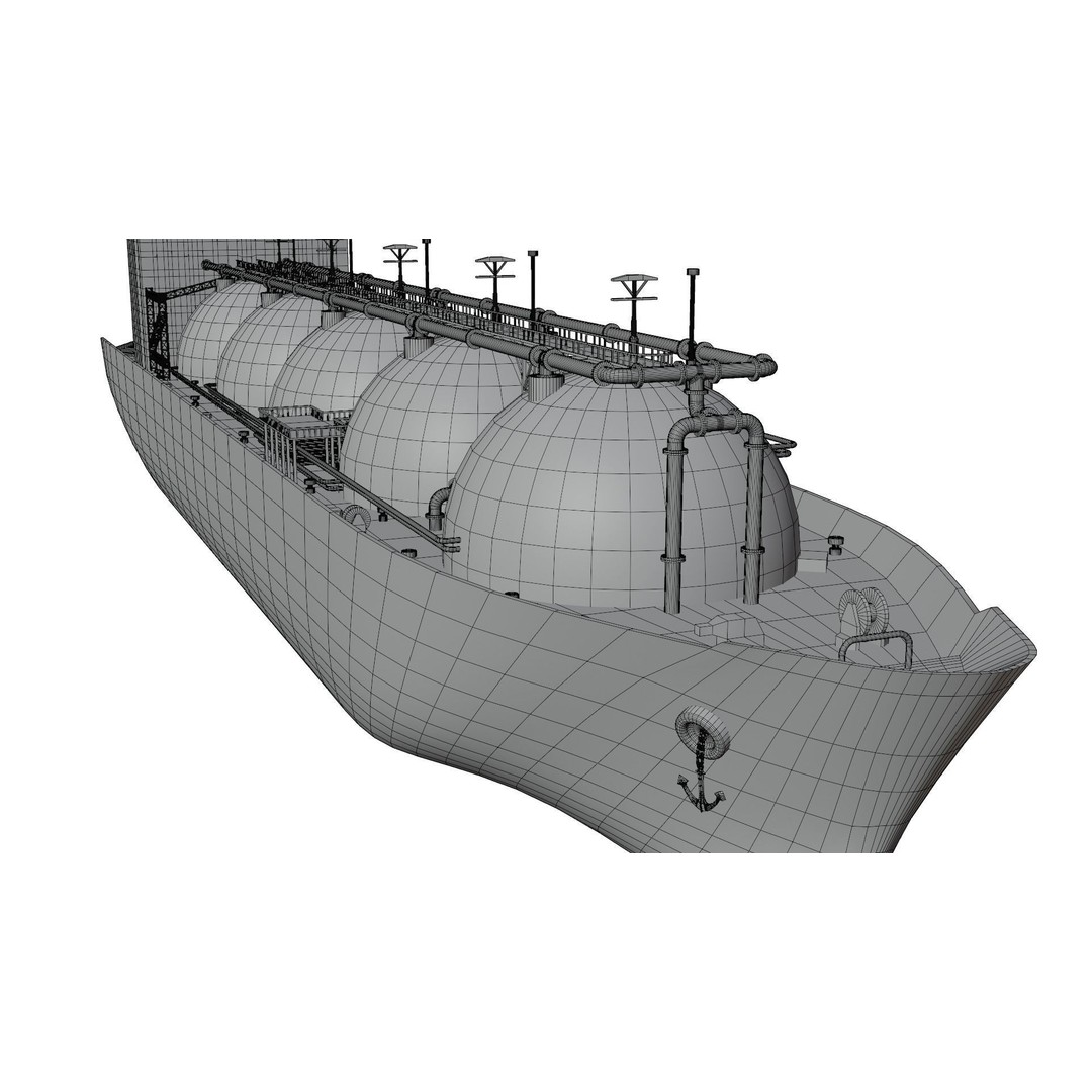 LNG Ship 3D Model – Industrial Vessel with PBR Textures, FBX - View 17