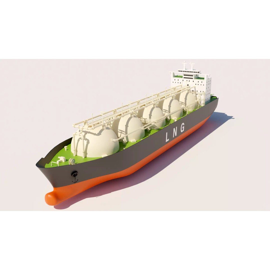 LNG Ship 3D Model – Industrial Vessel with PBR Textures, FBX - View 2