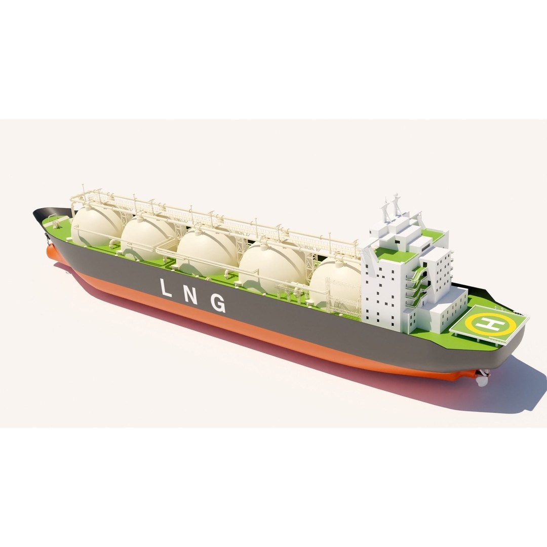 LNG Ship 3D Model – Industrial Vessel with PBR Textures, FBX - View 3