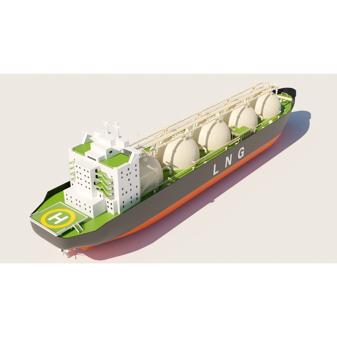 LNG Ship 3D Model – Industrial Vessel with PBR Textures, FBX - View 4