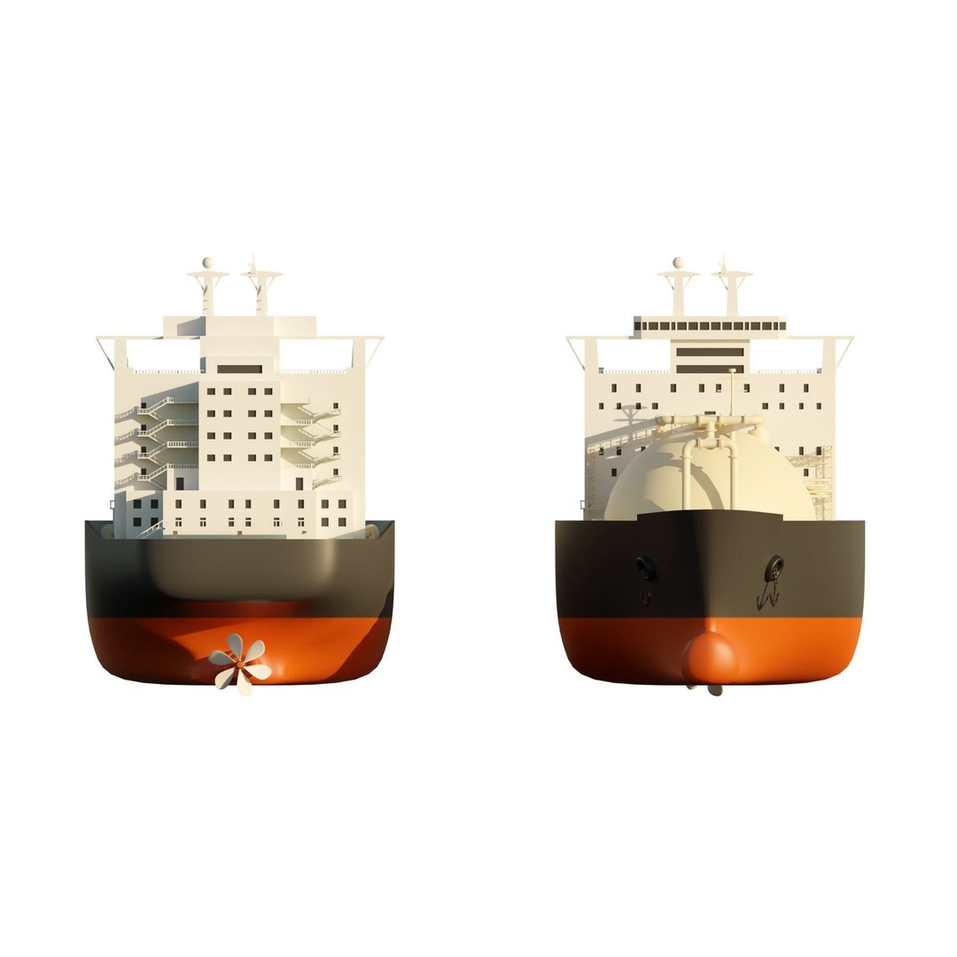 LNG Ship 3D Model – Industrial Vessel with PBR Textures, FBX - View 6
