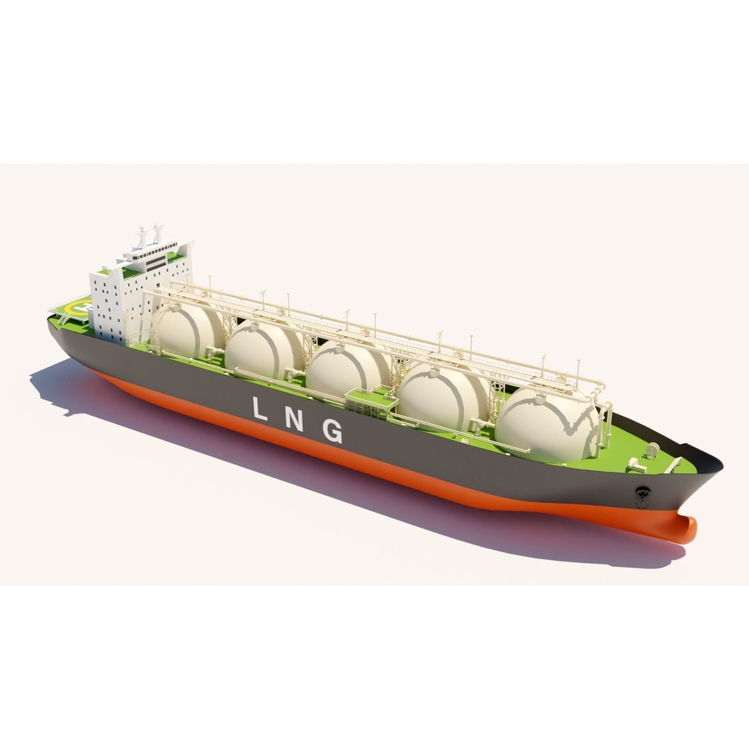 LNG Ship 3D Model – Industrial Vessel with PBR Textures, FBX - View 8