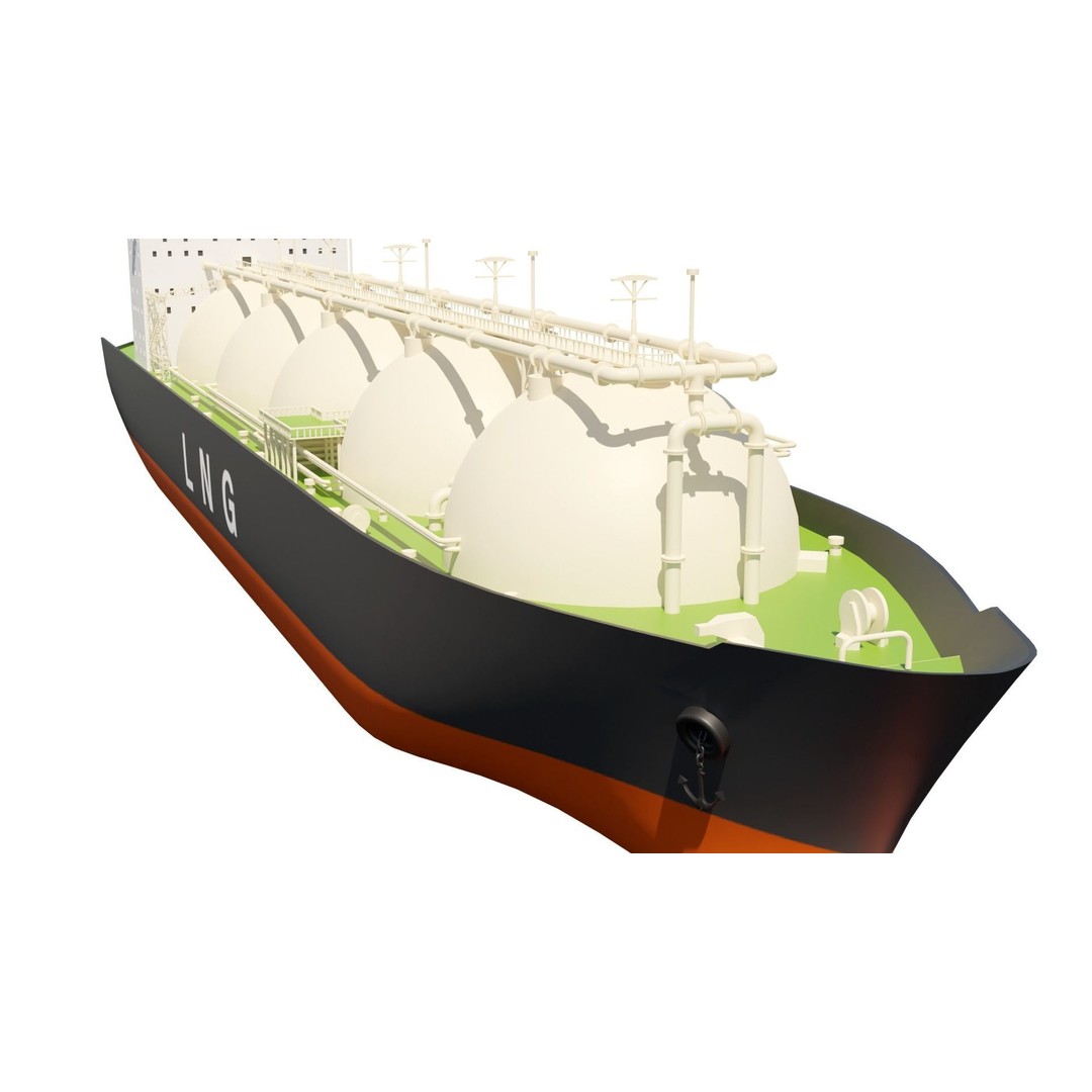 LNG Ship 3D Model – Industrial Vessel with PBR Textures, FBX - View 9