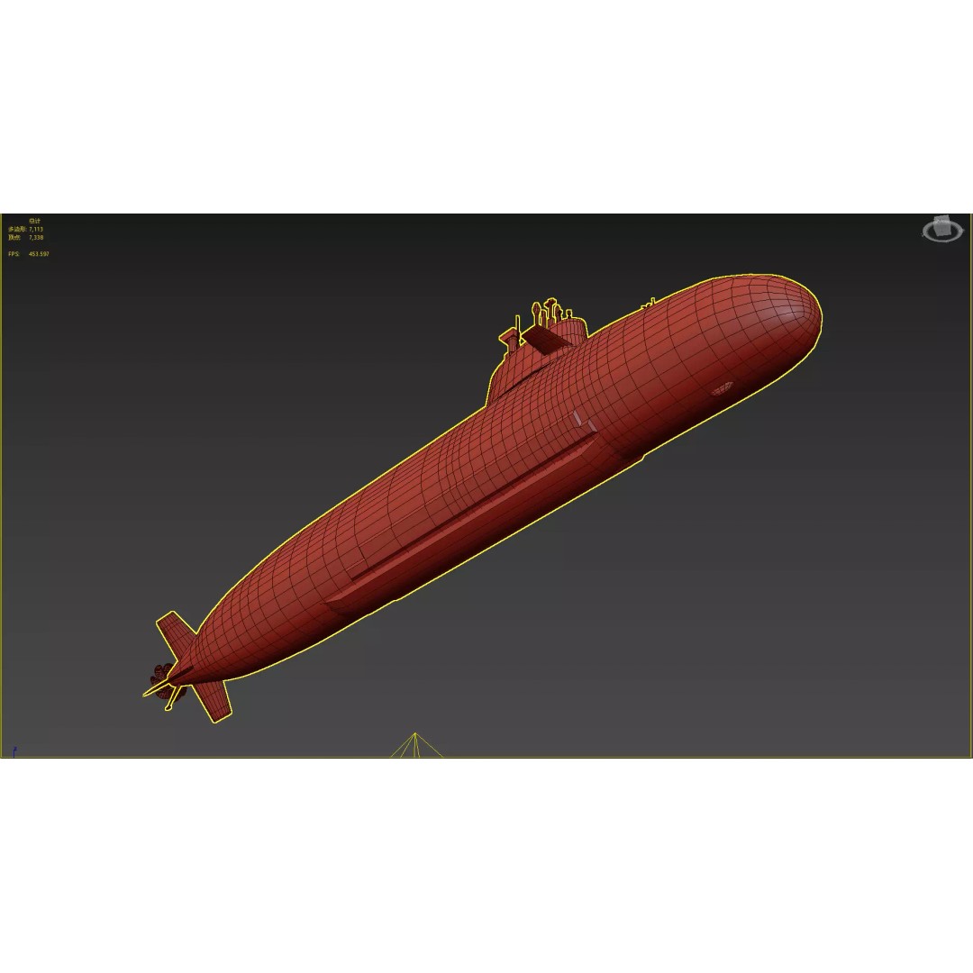 Taigei Class Attack Submarine 3D Model – PBR, FBX, Game-Ready