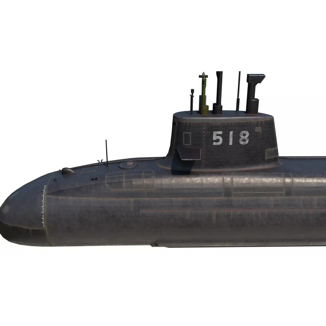 Taigei Class Attack Submarine 3D Model – PBR, FBX, Game-Ready - View 10