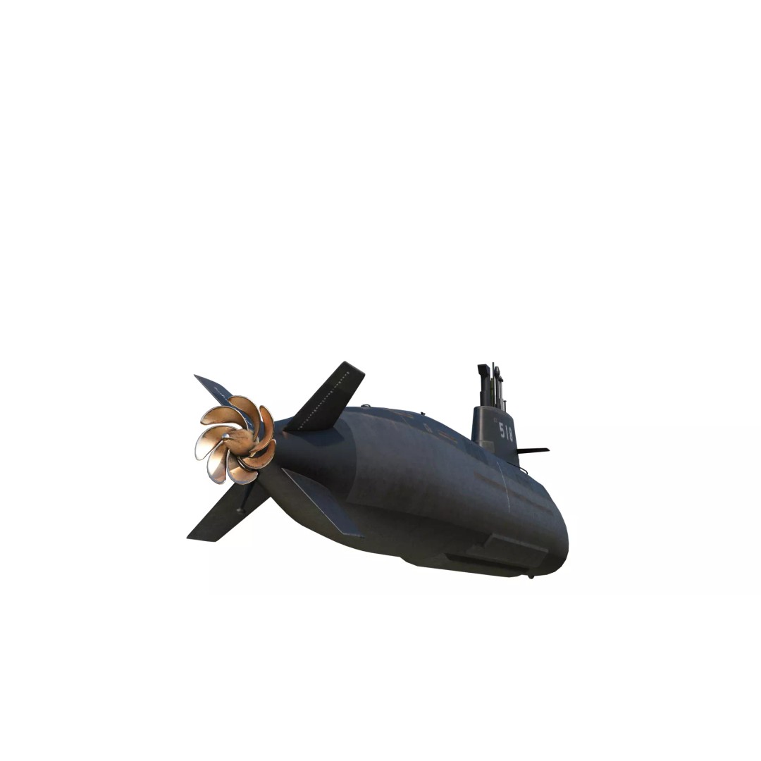 Taigei Class Attack Submarine 3D Model – PBR, FBX, Game-Ready - View 12