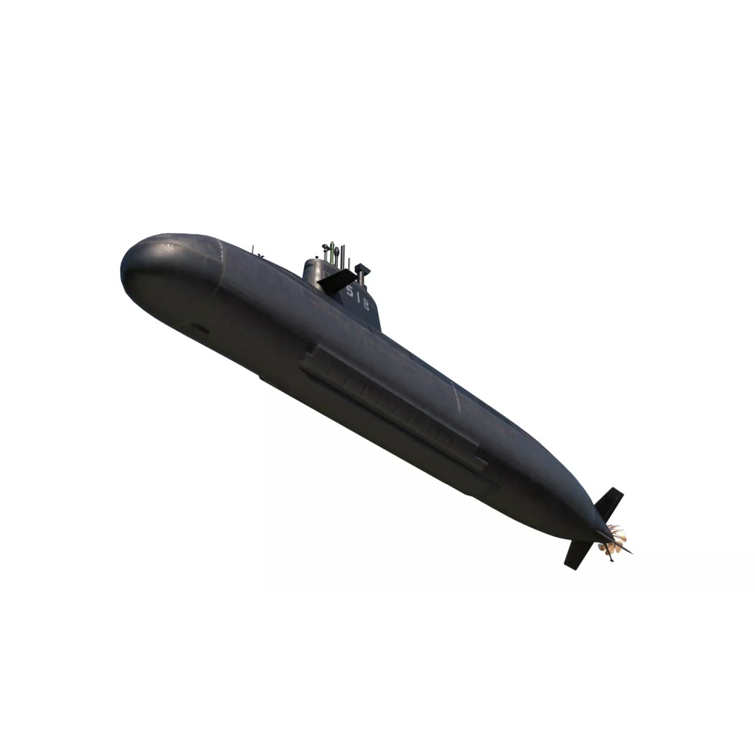 Taigei Class Attack Submarine 3D Model – PBR, FBX, Game-Ready - View 13