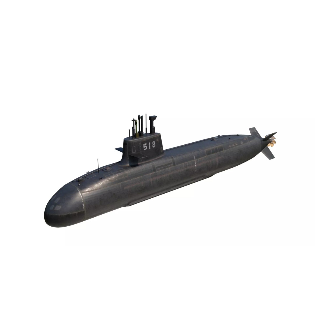 Taigei Class Attack Submarine 3D Model – PBR, FBX, Game-Ready - View 3