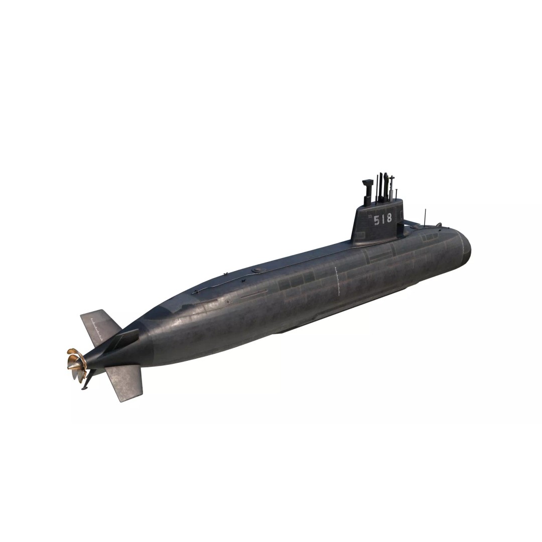 Taigei Class Attack Submarine 3D Model – PBR, FBX, Game-Ready - View 4