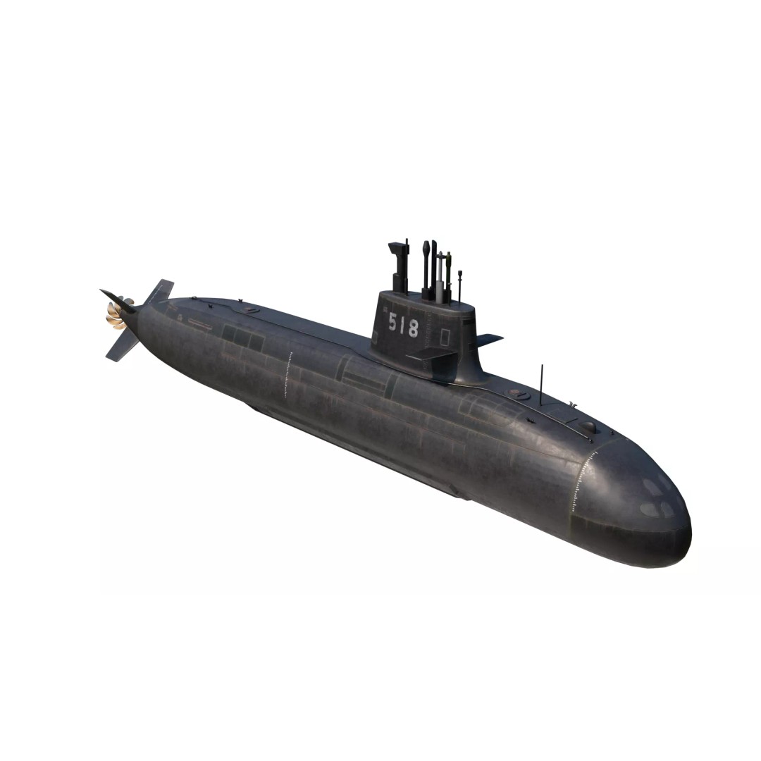Taigei Class Attack Submarine 3D Model – PBR, FBX, Game-Ready - View 5