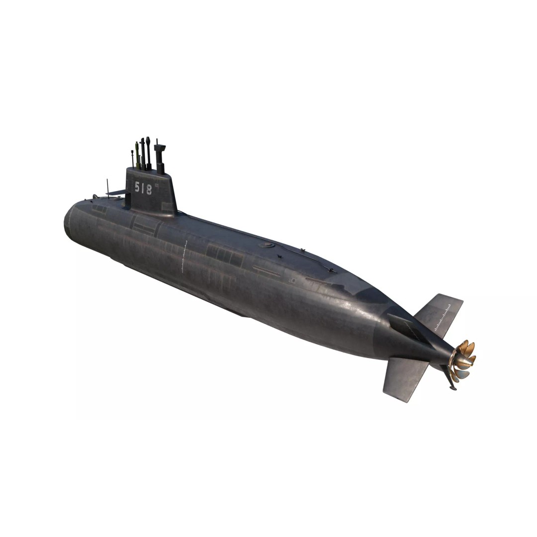 Taigei Class Attack Submarine 3D Model – PBR, FBX, Game-Ready - View 6