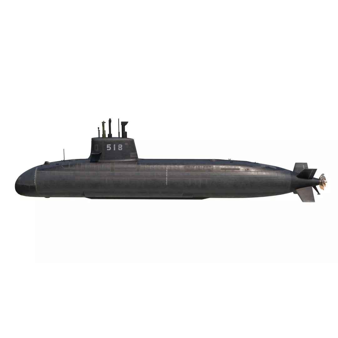 Taigei Class Attack Submarine 3D Model – PBR, FBX, Game-Ready - View 7
