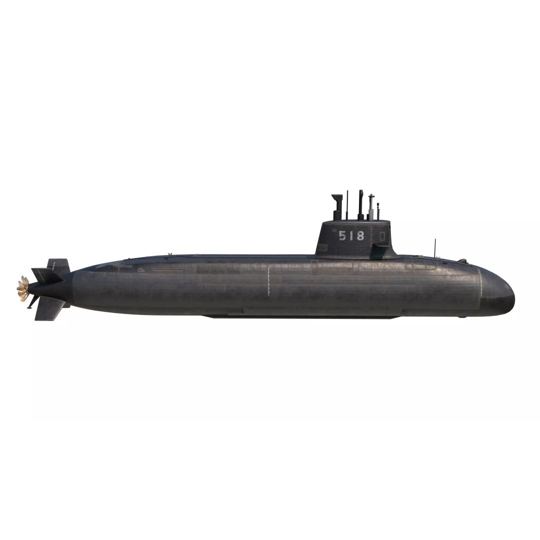 Taigei Class Attack Submarine 3D Model – PBR, FBX, Game-Ready - View 8