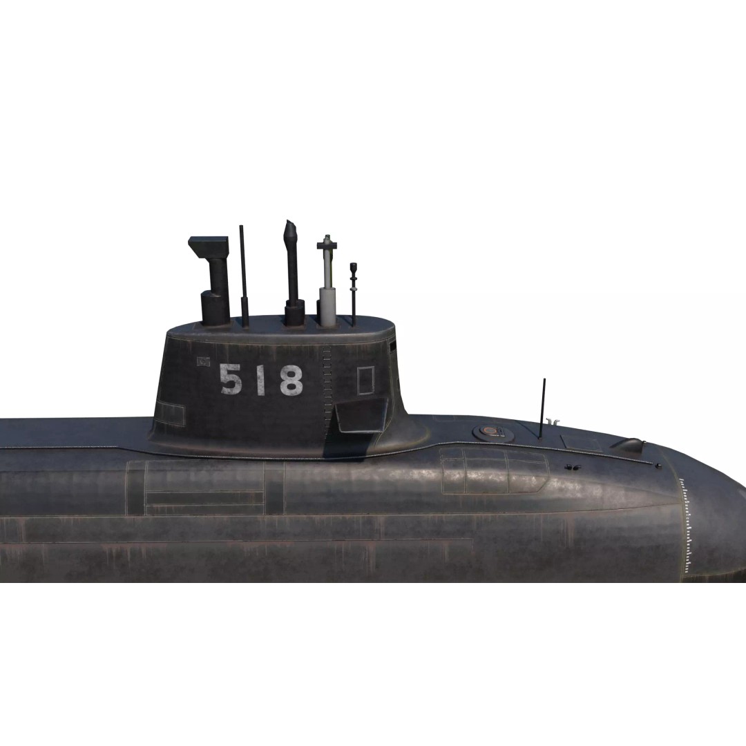 Taigei Class Attack Submarine 3D Model – PBR, FBX, Game-Ready - View 9