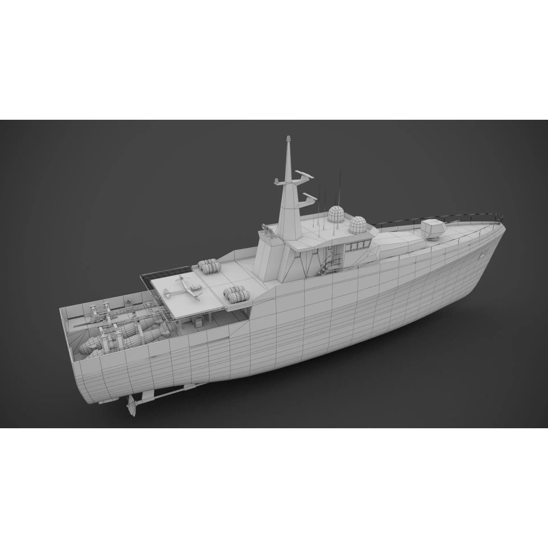 Patrol Boat 3D Model – Low Poly Military Vessel with PBR Textures