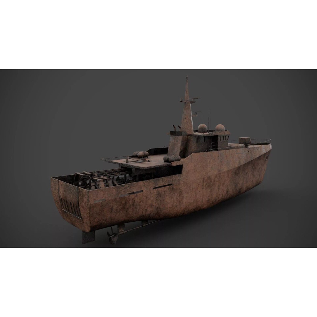 Patrol Boat 3D Model – Low Poly Military Vessel with PBR Textures - View 11