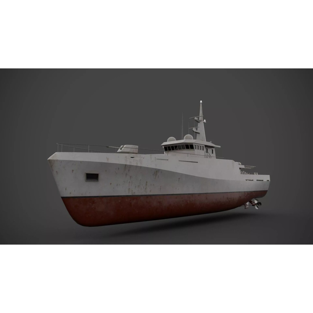 Patrol Boat 3D Model – Low Poly Military Vessel with PBR Textures - View 5