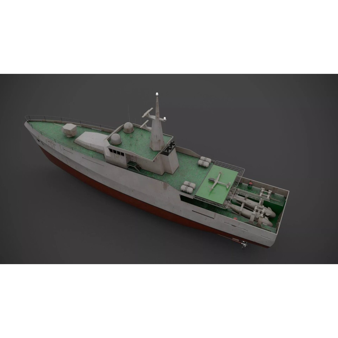 Patrol Boat 3D Model – Low Poly Military Vessel with PBR Textures - View 6
