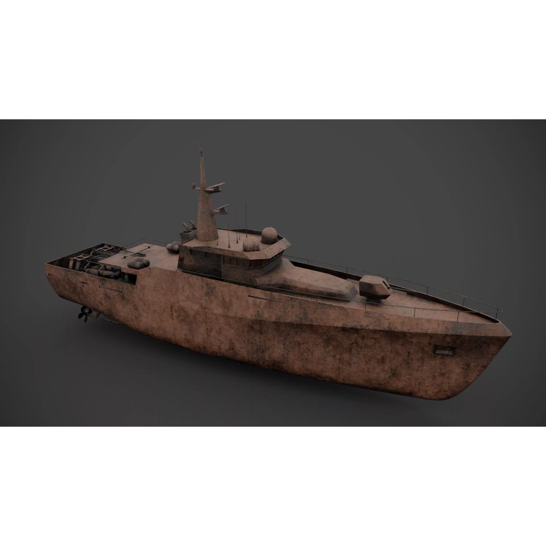 Patrol Boat 3D Model – Low Poly Military Vessel with PBR Textures - View 8