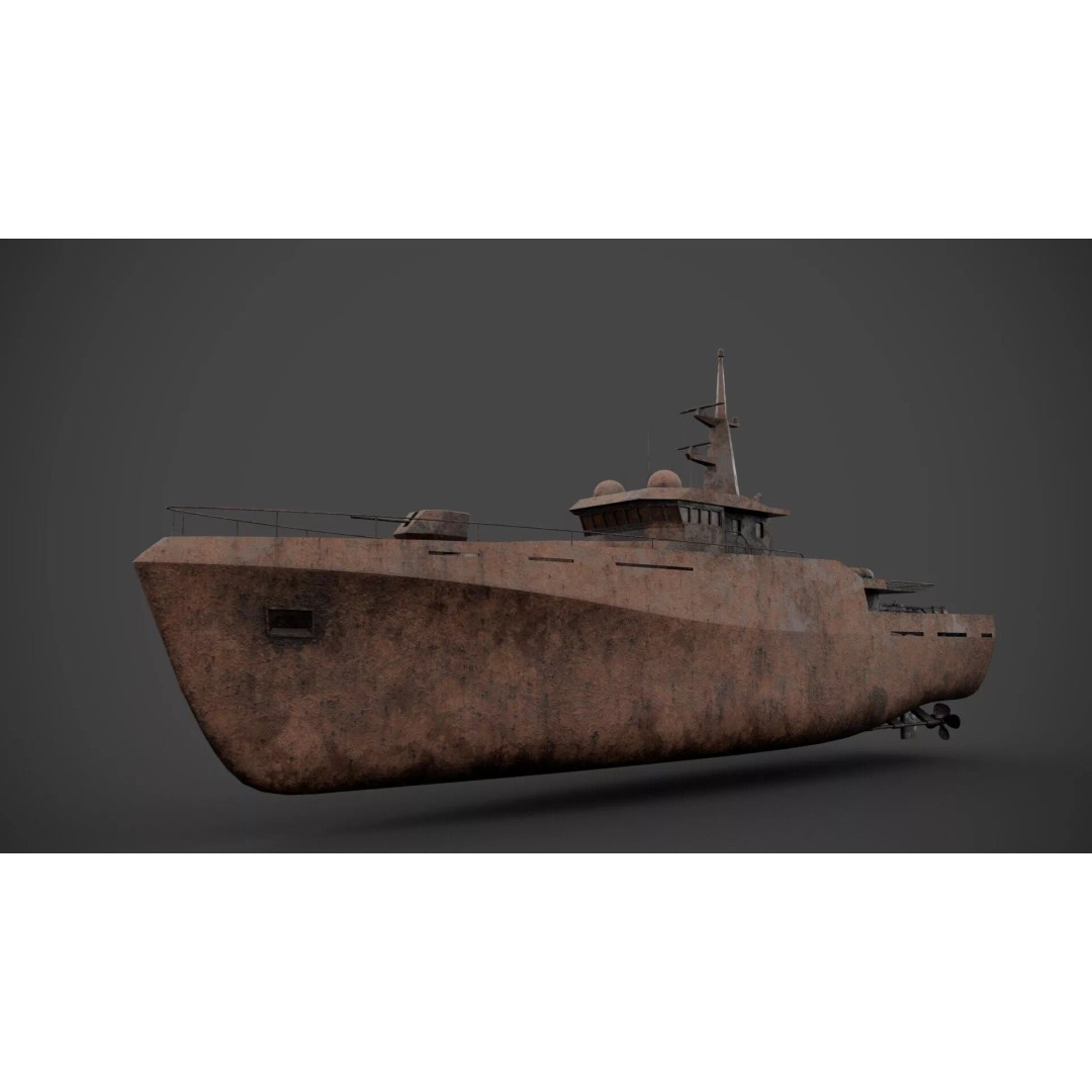 Patrol Boat 3D Model – Low Poly Military Vessel with PBR Textures - View 9