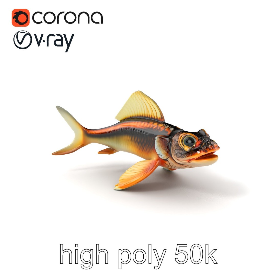 Dragonfish Stomias Boa 3D Model – Realistic Low-Poly Game Asset, FBX - View 4