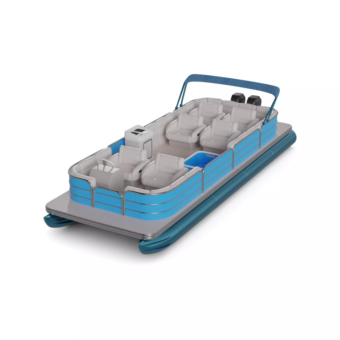 Leisure Pontoon 3D Model – Realistic Fishing Boat, FBX, PBR