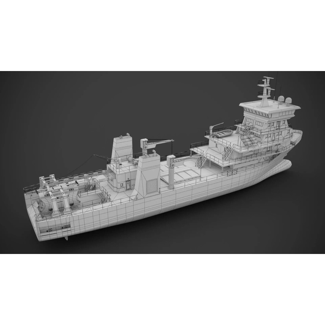 Scientific Vessel 3D Model – Industrial Watercraft, PBR Textures, FBX