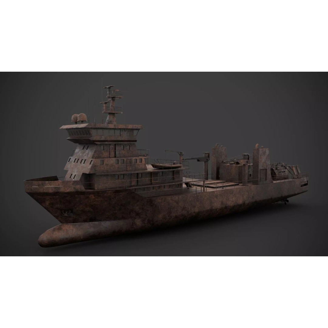Scientific Vessel 3D Model – Industrial Watercraft, PBR Textures, FBX - View 10