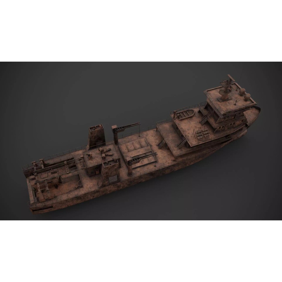 Scientific Vessel 3D Model – Industrial Watercraft, PBR Textures, FBX - View 12