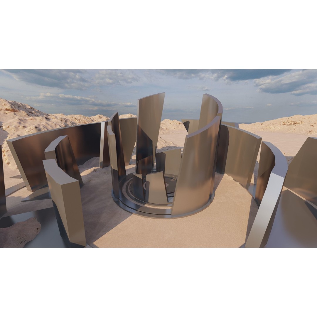 Futuristic Desert Retreat 3D Model – Modern Oasis, Rigged, PBR - View 10