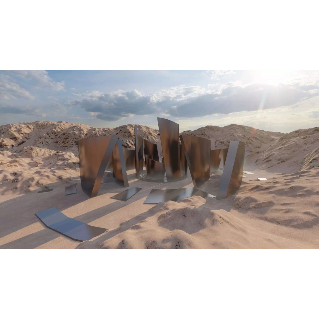 Futuristic Desert Retreat 3D Model – Modern Oasis, Rigged, PBR - View 2