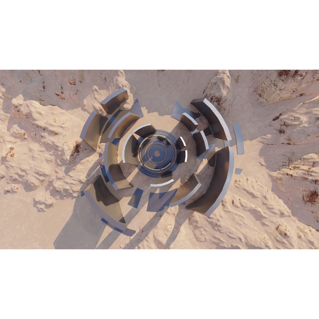 Futuristic Desert Retreat 3D Model – Modern Oasis, Rigged, PBR - View 3