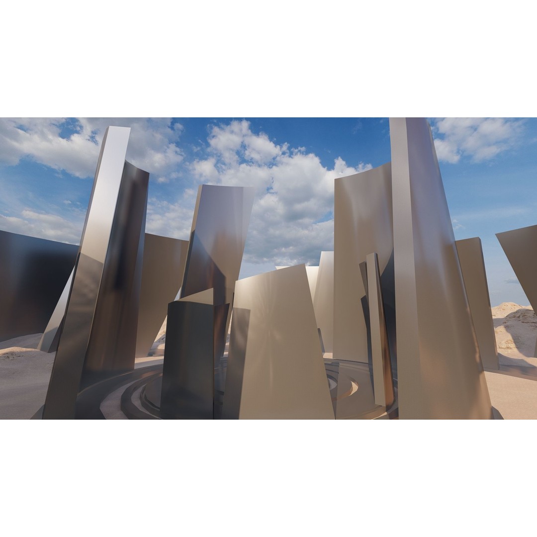 Futuristic Desert Retreat 3D Model – Modern Oasis, Rigged, PBR - View 4