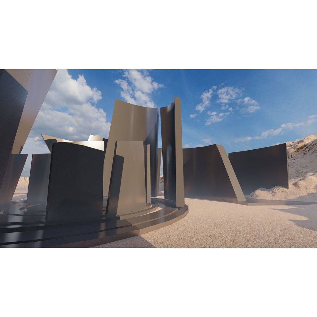 Futuristic Desert Retreat 3D Model – Modern Oasis, Rigged, PBR - View 5