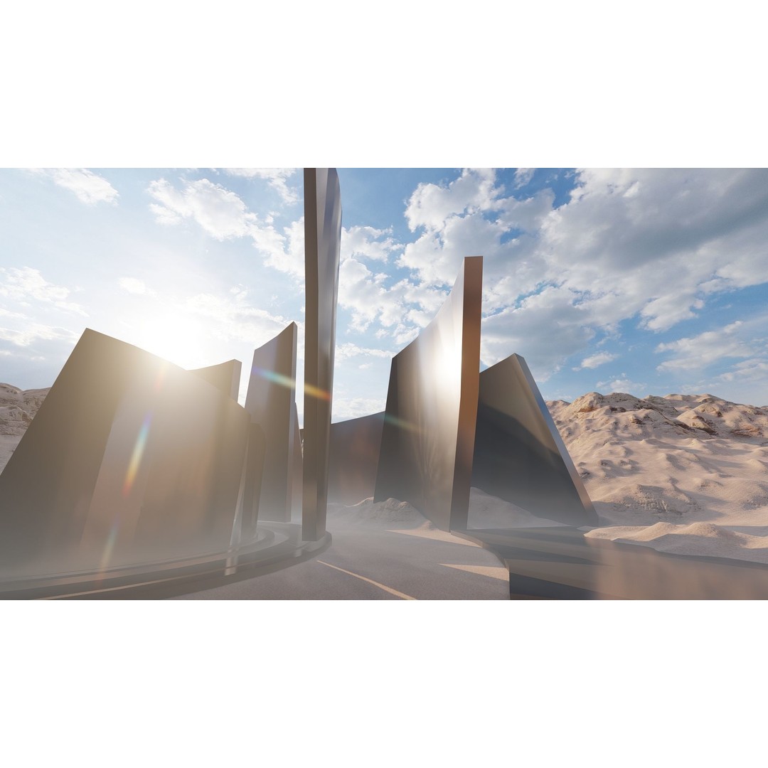 Futuristic Desert Retreat 3D Model – Modern Oasis, Rigged, PBR - View 7