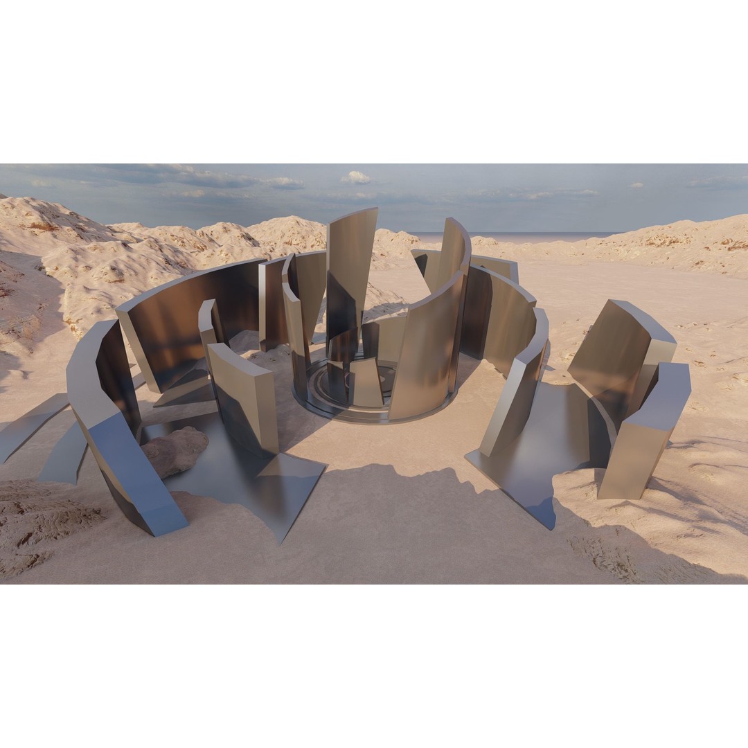Futuristic Desert Retreat 3D Model – Modern Oasis, Rigged, PBR - View 8