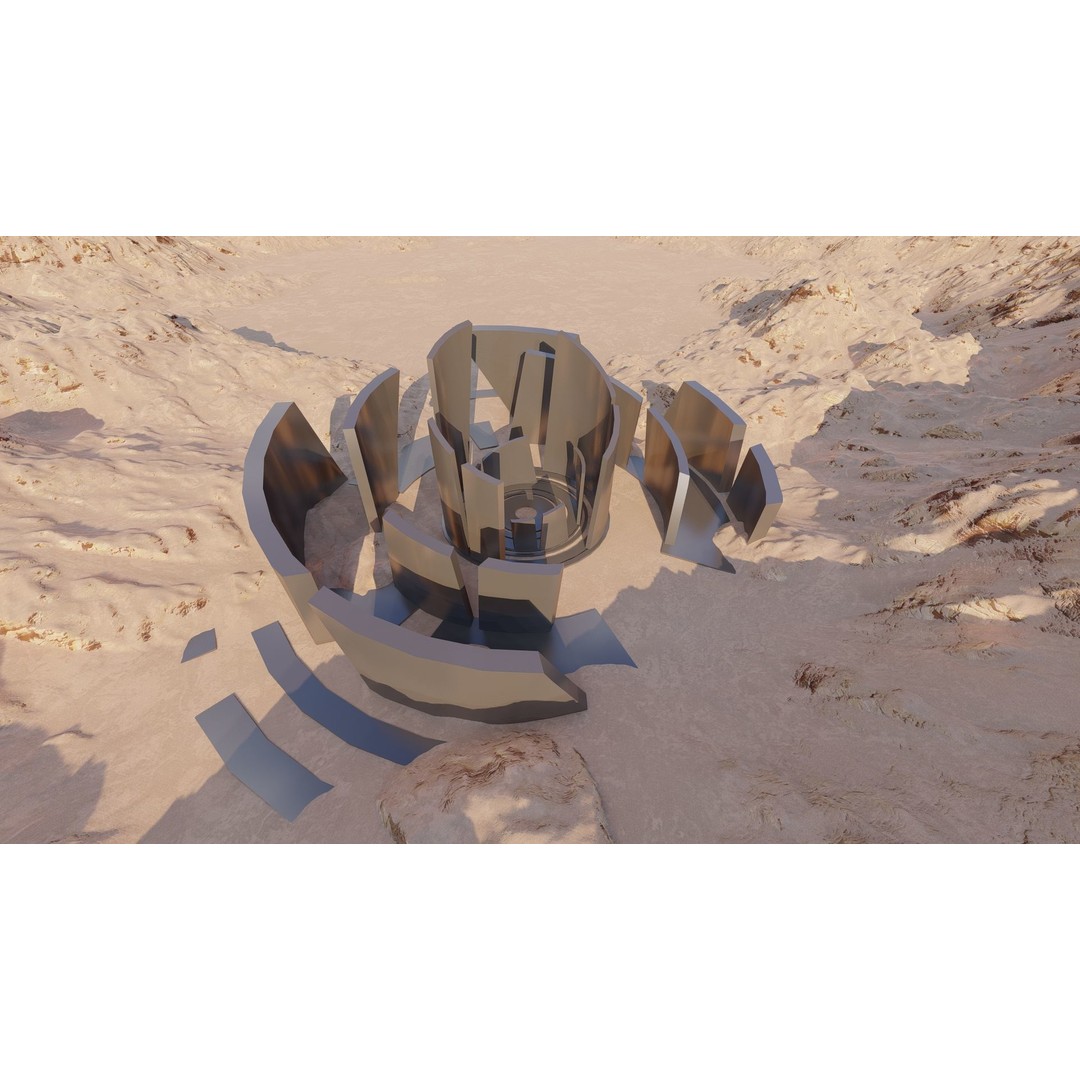 Futuristic Desert Retreat 3D Model – Modern Oasis, Rigged, PBR - View 9