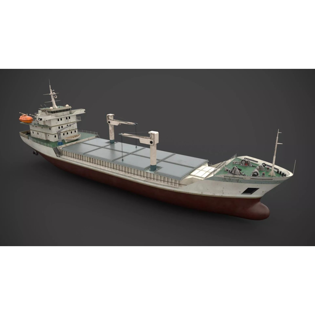 Dry Cargo Vessel 3D Model – Low Poly Game Asset, FBX, PBR Textures - View 4