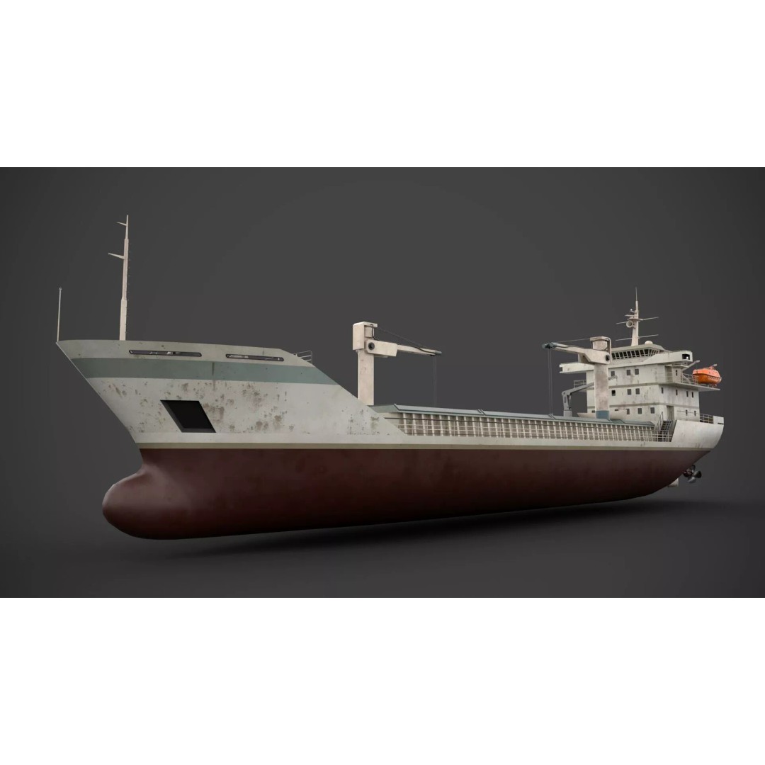 Dry Cargo Vessel 3D Model – Low Poly Game Asset, FBX, PBR Textures - View 5