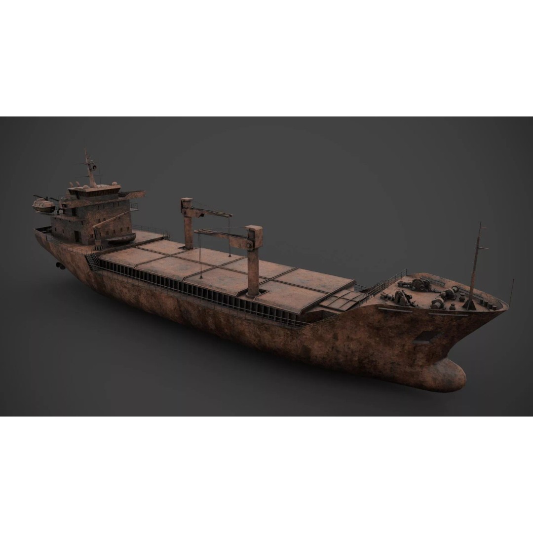 Dry Cargo Vessel 3D Model – Low Poly Game Asset, FBX, PBR Textures - View 8