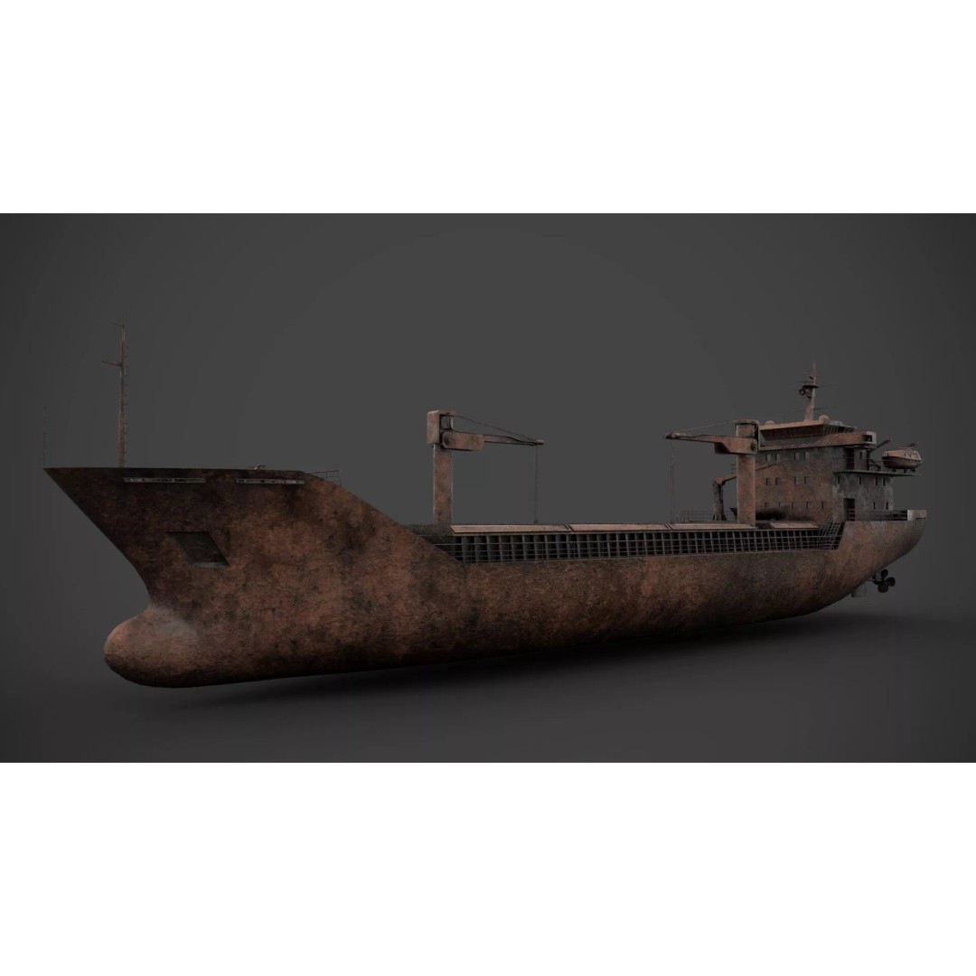 Dry Cargo Vessel 3D Model – Low Poly Game Asset, FBX, PBR Textures - View 9