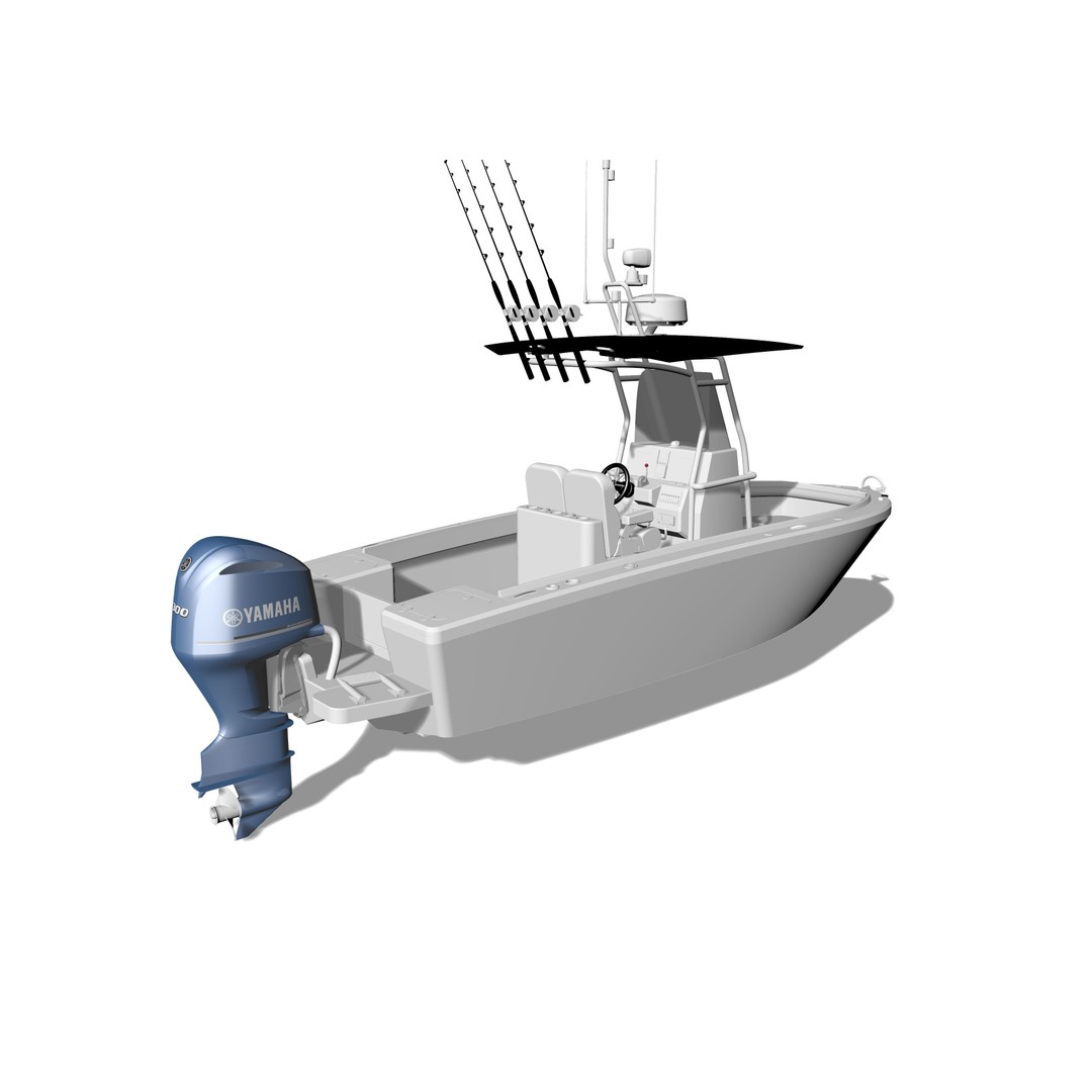 6 Meter Fishing Hard Top Boat 3D Model – Realistic Marine Design, FBX - View 12