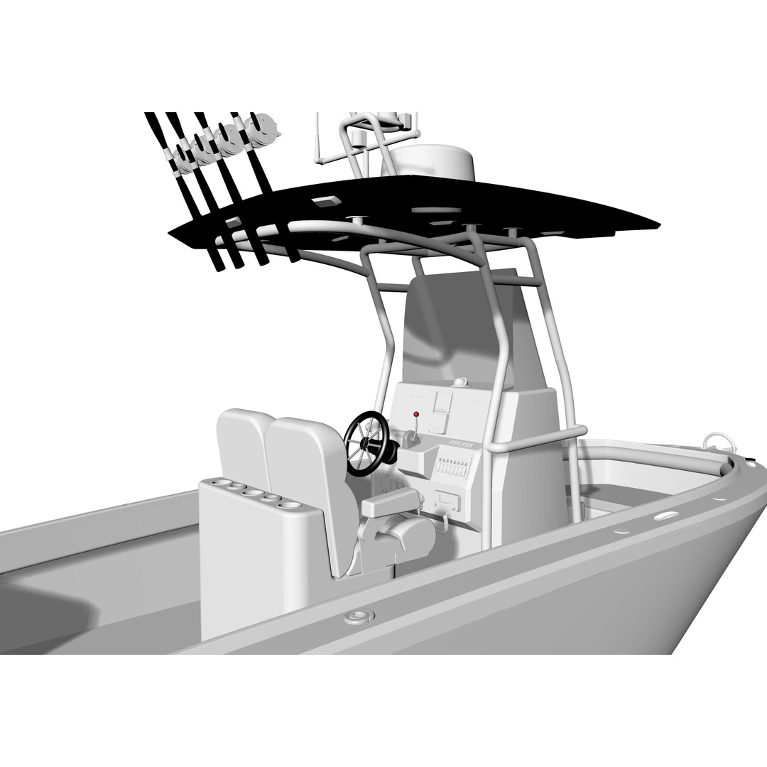 6 Meter Fishing Hard Top Boat 3D Model – Realistic Marine Design, FBX - View 13